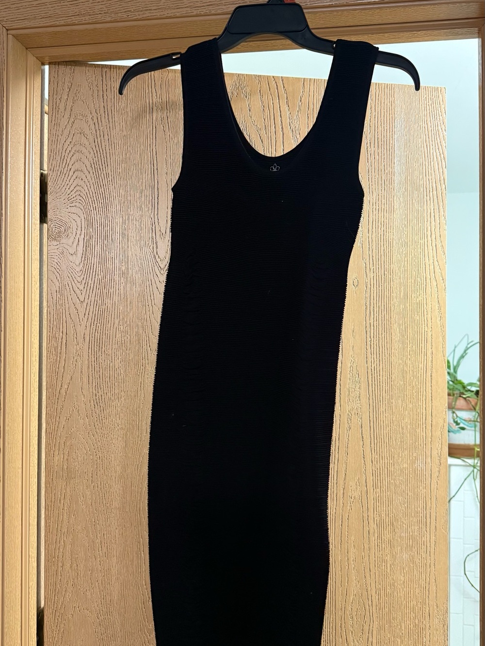 Black Sleeveless Ribbed Midi Dress